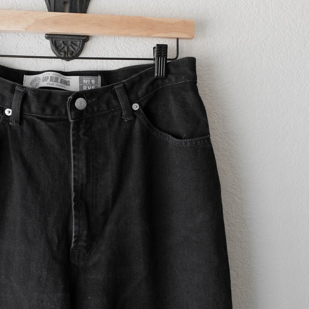Vintage 90s GAP Black Reverse Fit Jeans | Women’s Size 12L High Rise Made in USA - Picture 5 of 9